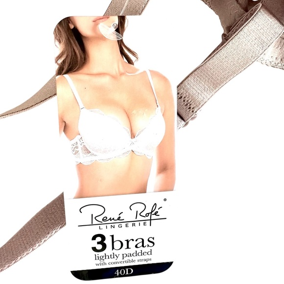 Rene Rofe Lightly Padded Underwire Size 40D Nude Lace Bra Adjustable Straps NWT - Picture 4 of 6
